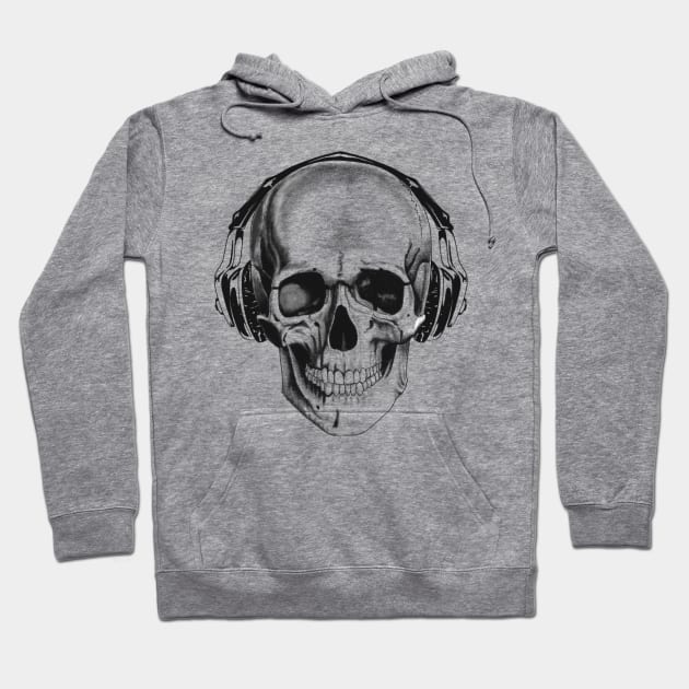 Skull with headphones Hoodie by Rachellily